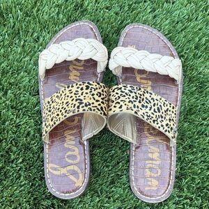 Sam Edelman Leopard Print and Cream Braided Sandals